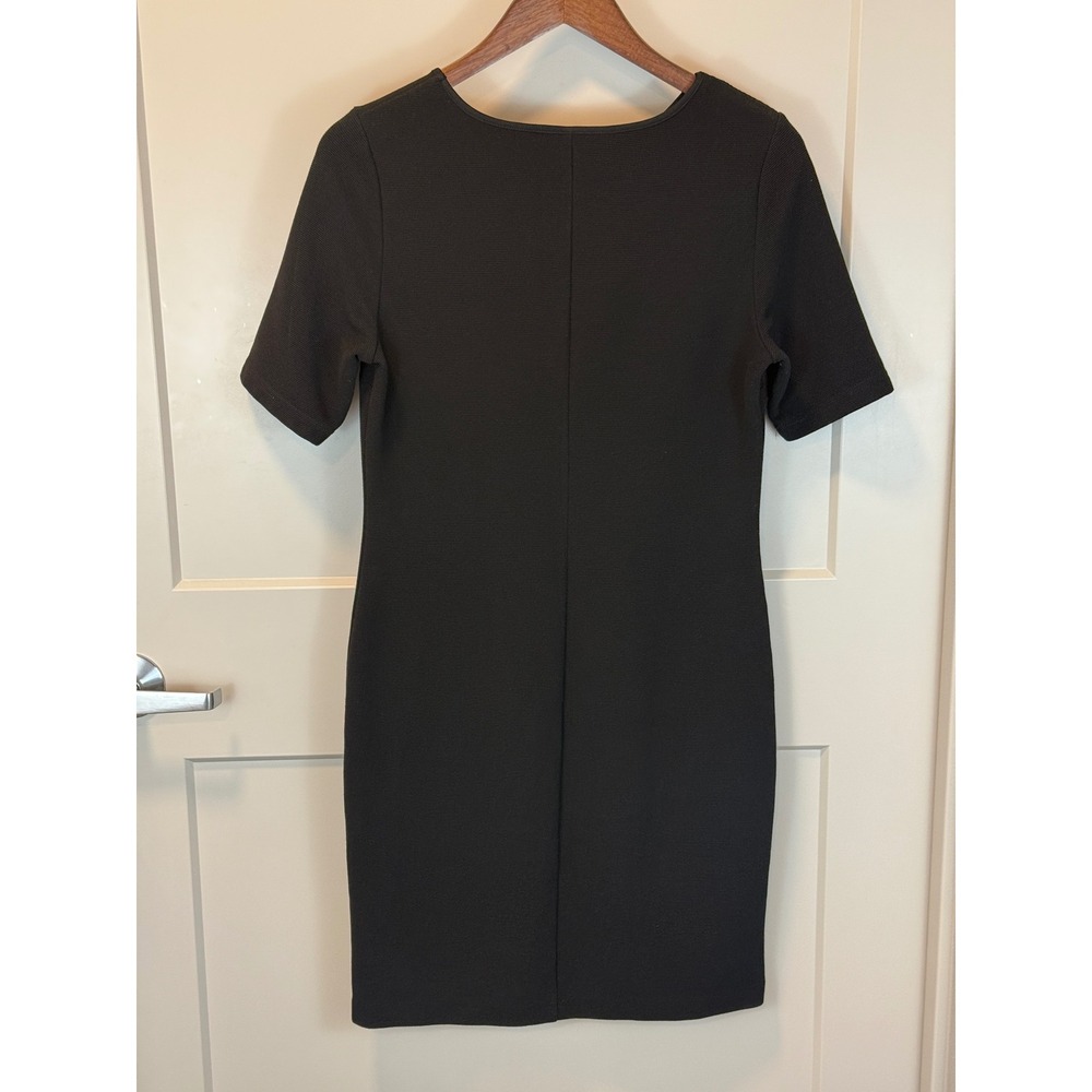 Mario Serrani Italy‎ Size Small Black Ribbed Sheath Dress Knee Length